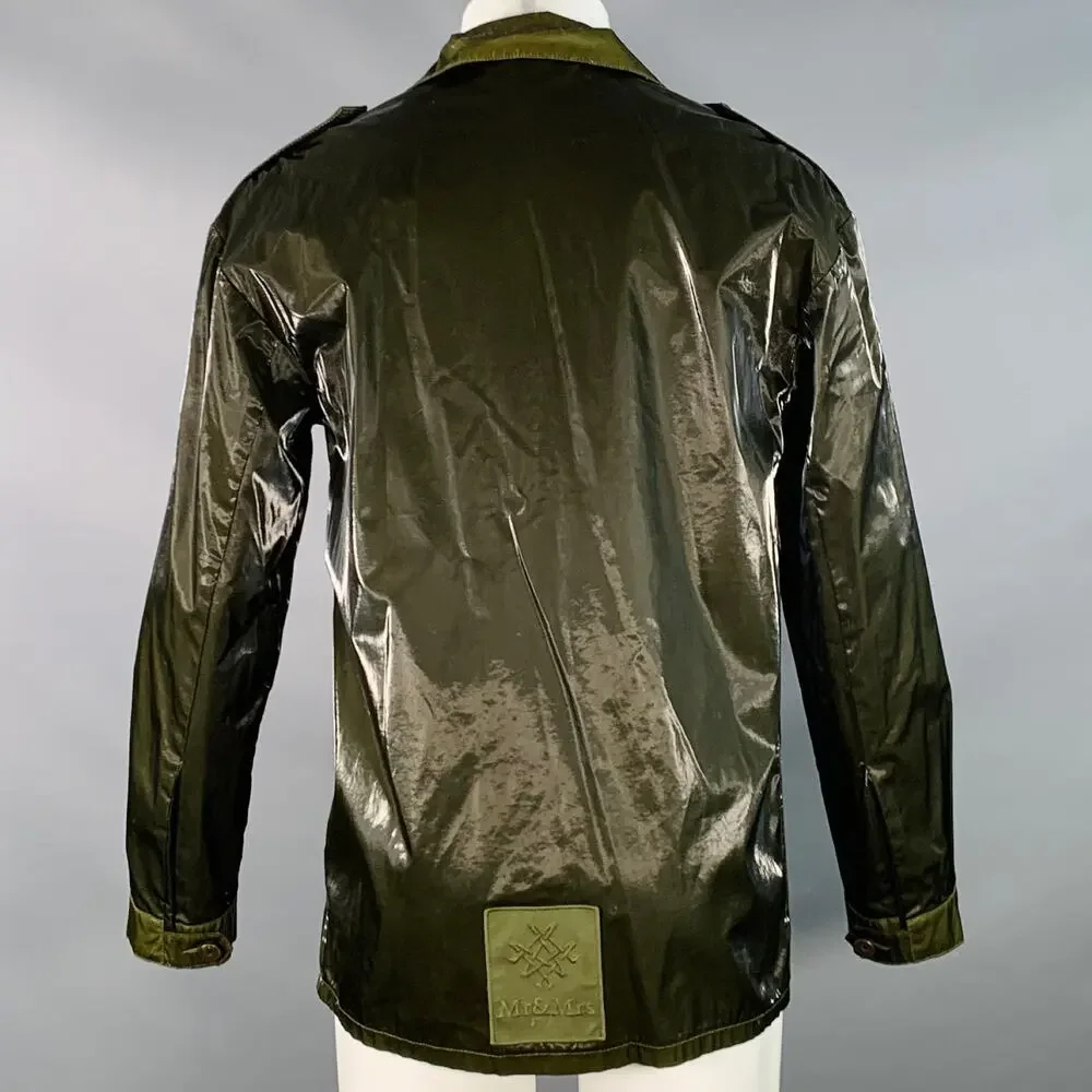 MR & MRS Size XS Green Olive Shimmery Cotton Blend Parka Jacket